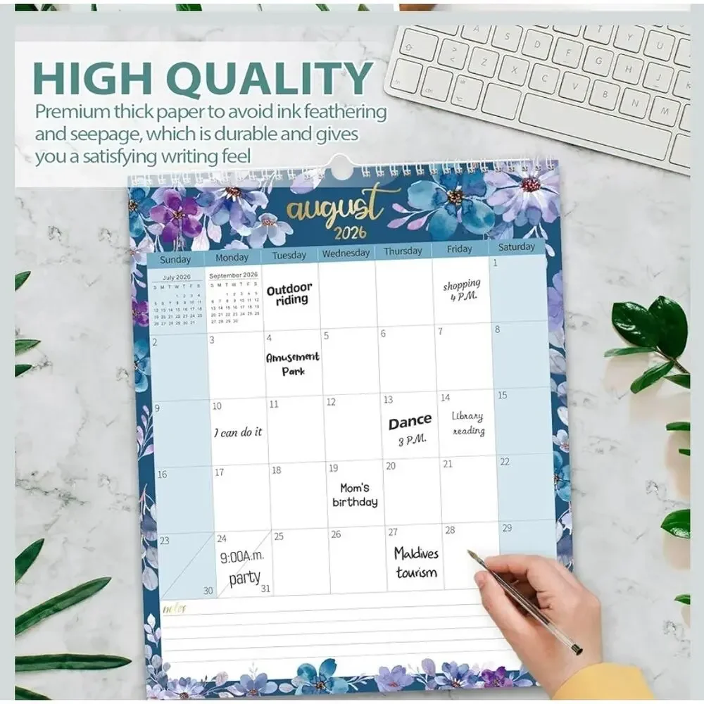 Vertical Wall Calendar 18 Months Hanging Jun. 2025-Dec. 2026 Floral 14